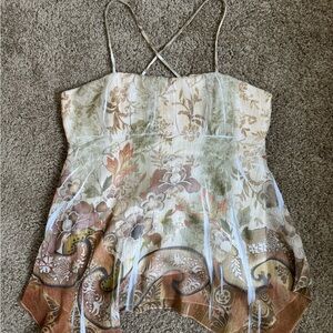Studio Y Floral Camisole in Cream and Green